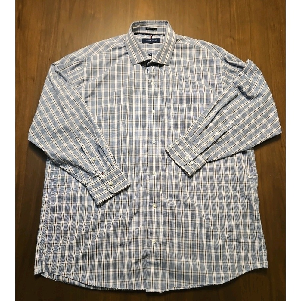 Tommy Hilfiger Regular Fit Non Iron Long Sleeve Button Up Shirt 17-17.5/32-33 XL